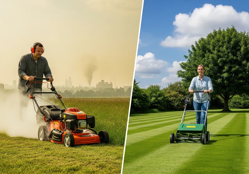 Comparison between gas mower emissions and eco-friendly manual reel mower