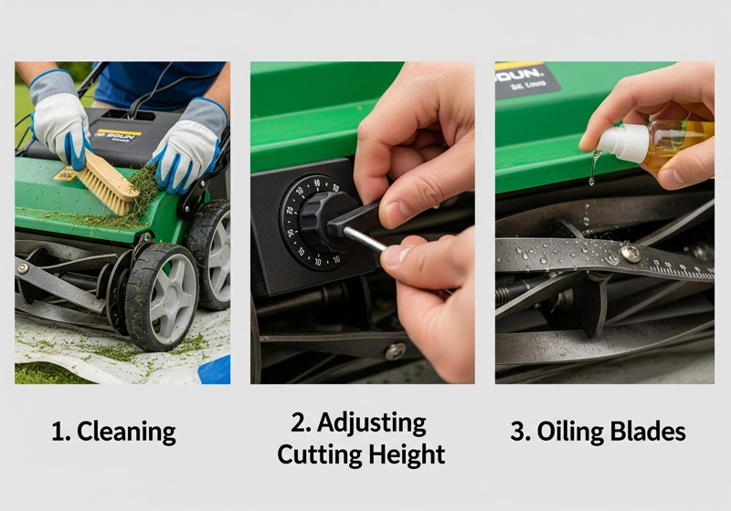 Basic maintenance steps for a reel lawn mower