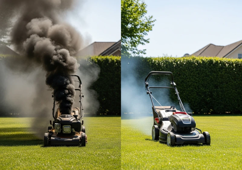 Comparison of gas mower emissions versus clean electric lawn mower operation
