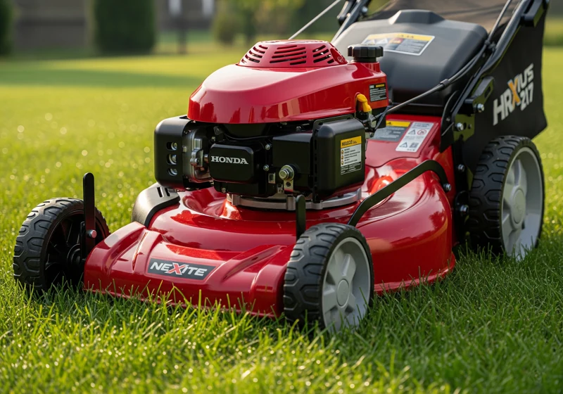 Honda HRX217 gas lawn mower with reliable GCV190 engine and rust-resistant NeXite deck