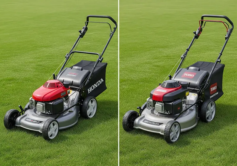 Honda HRX217 vs Toro Recycler premium lawn mower comparison