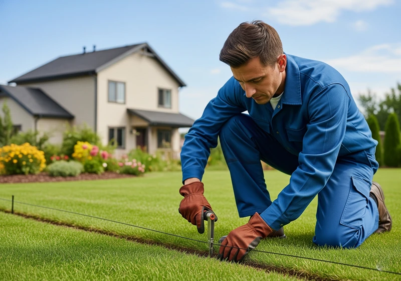 Professional installation of robotic lawn mower boundary wire system