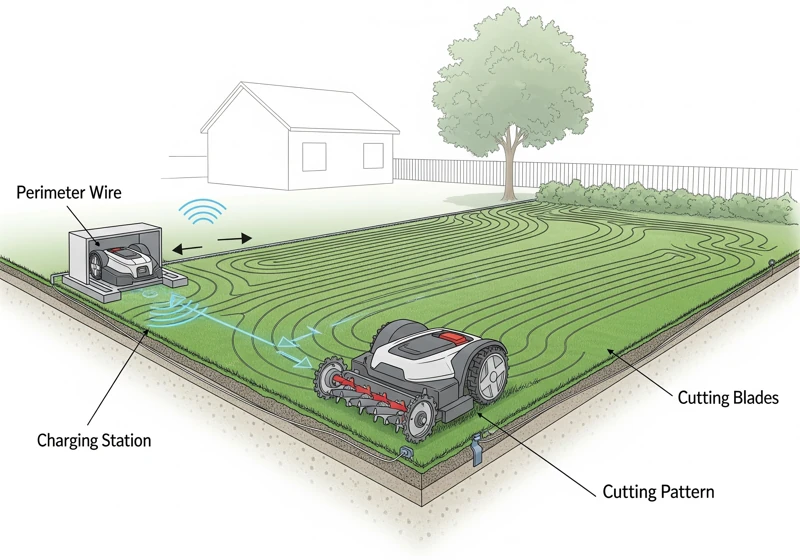 Robotic Lawn Mower Navigation Diagram