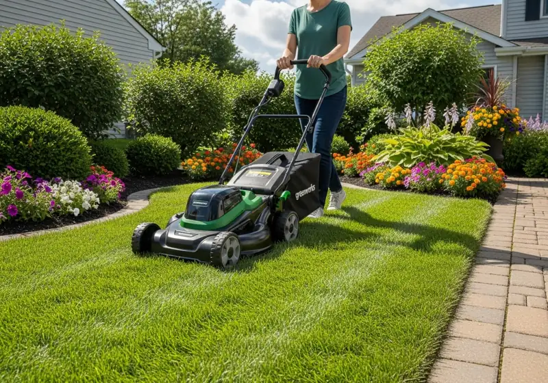 Compact battery lawn mower ideal for small yards under quarter acre