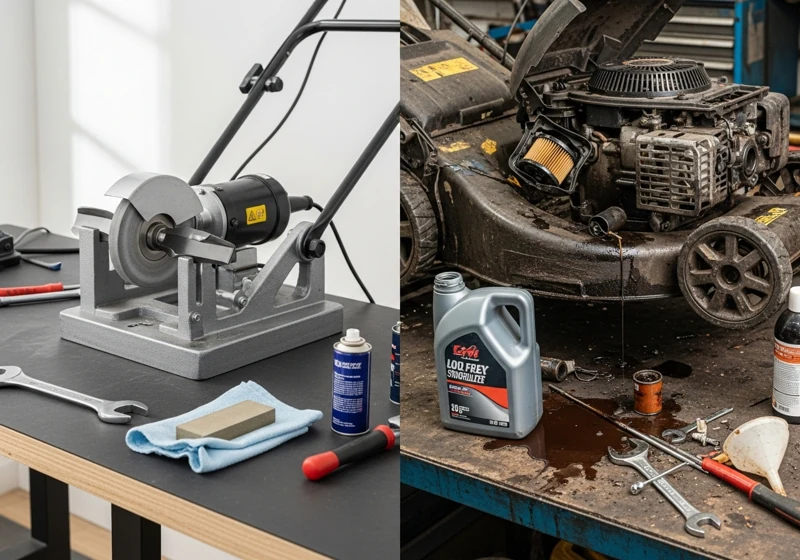 Comparison of simple electric mower maintenance versus complex gas mower maintenance requirements