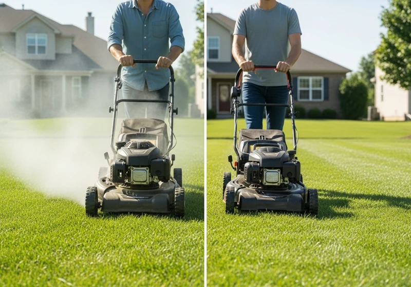 Comparison of gas mower emissions versus zero-emission electric mower environmental benefits