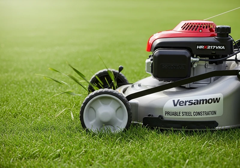 Honda HRX217VKA gas lawn mower with twin-blade cutting system and Versamow mulching feature