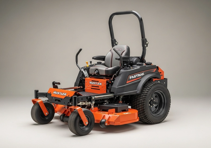 A photo of the Hustler Fastrak zero-turn mower, showcasing its strong design and modern look.