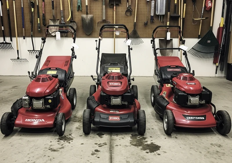 Diagram explaining front wheel drive versus rear wheel drive self propelled mower systems
