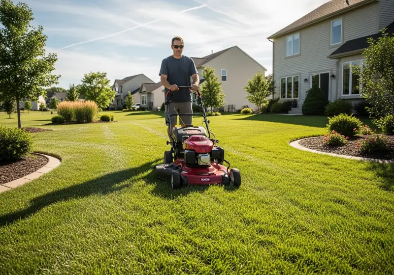 Self-propelled lawn mower perfect for medium yards between quarter and half acre