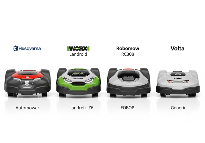 Comparison of best robot lawnmowers including Husqvarna, Worx, EGO, Robomow and Volta models