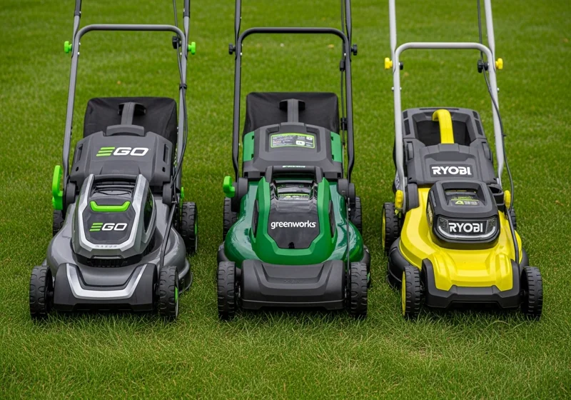 Top-rated electric lawn mower brands and models compared showing power and performance specifications