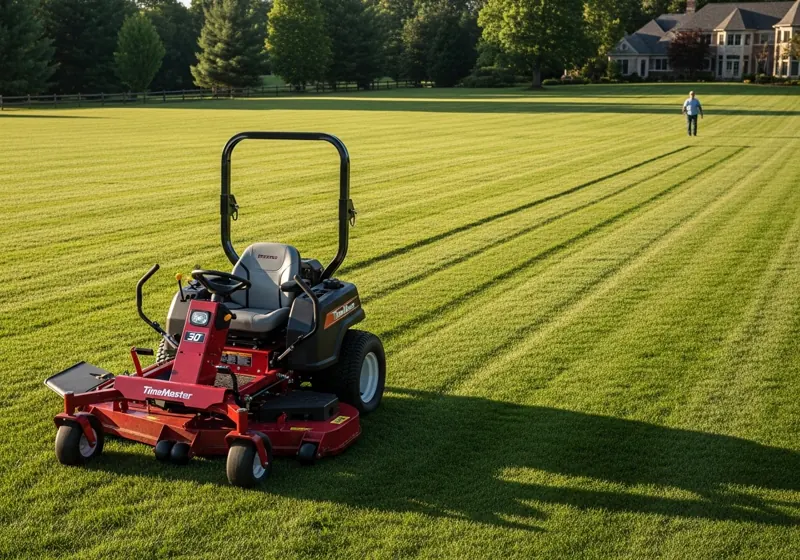 Large deck lawn mower for efficient cutting of yards over half acre