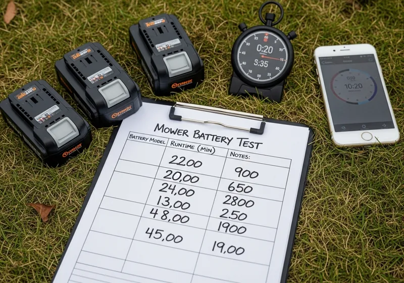 Battery lawn mower runtime comparison test