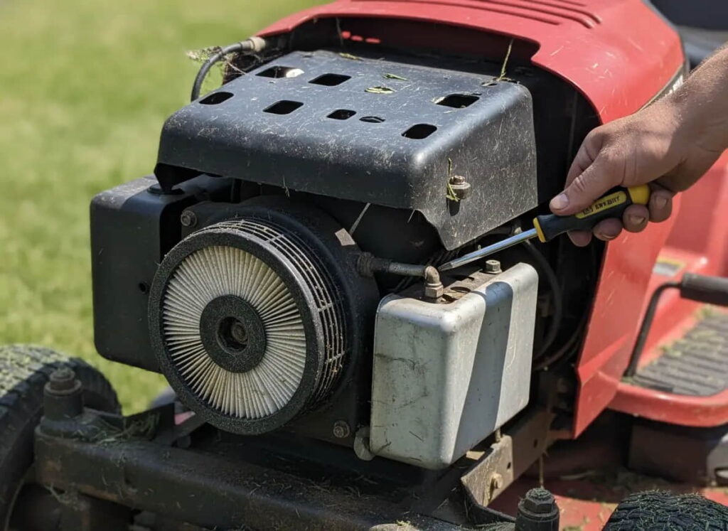 Troy Bilt Pony engine with air filter exposed