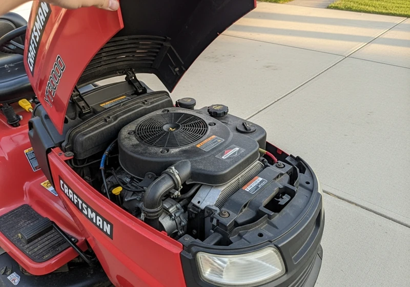 Craftsman YT3000 21hp Briggs and Stratton engine showing maintenance access points