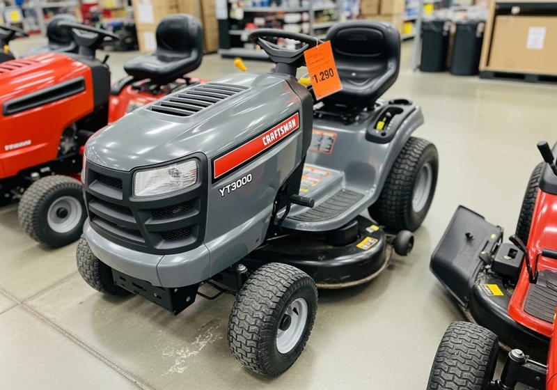 Craftsman YT3000 riding lawn tractor on display at Lowes home improvement store