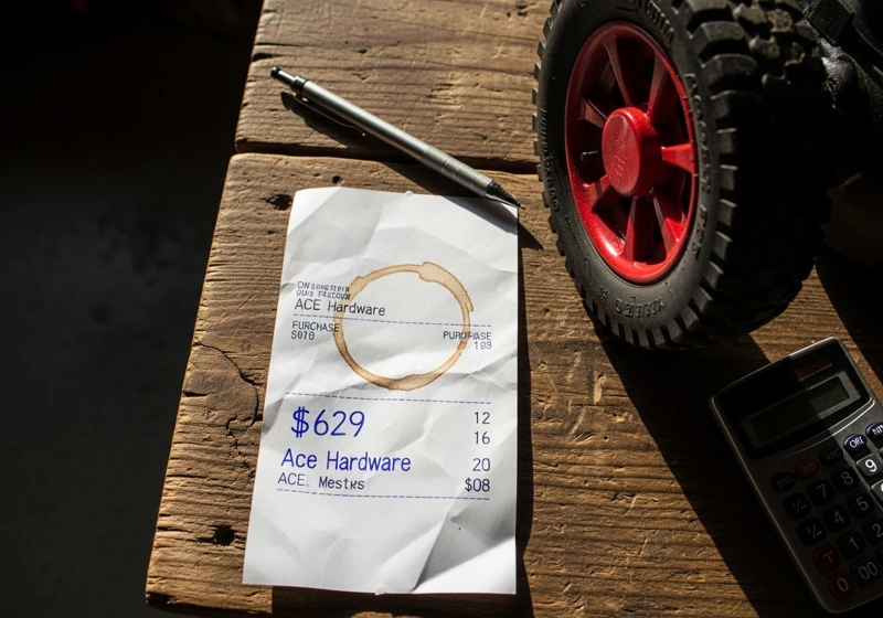 Honda HRN lawn mower purchase receipt showing actual cost and ownership expenses over four months