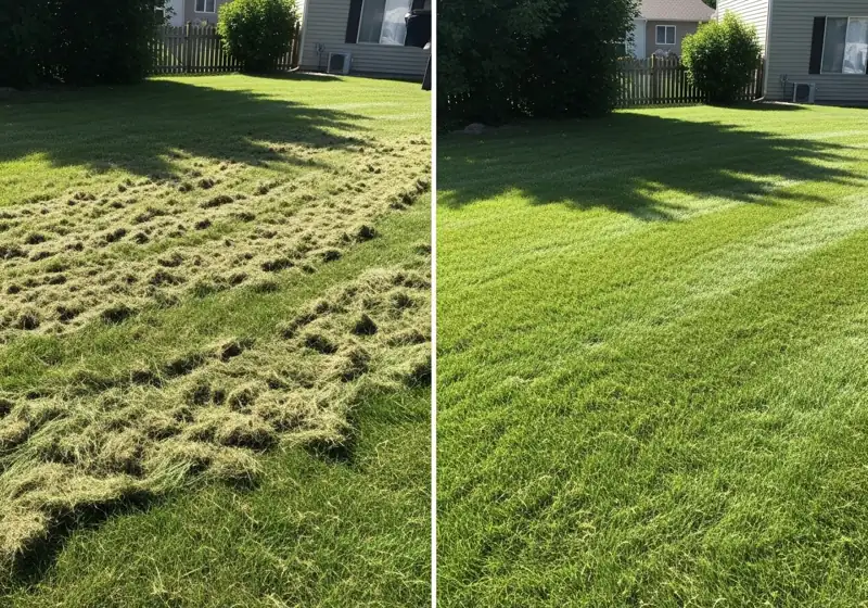 Comparison of poor mulching with clumps versus proper mulching results