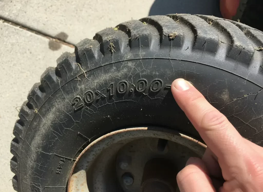 Tire size 20x10.00-8 on mower tire