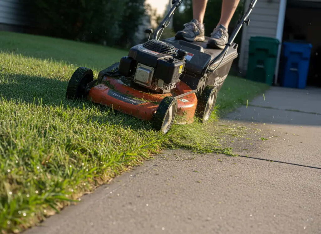 Husqvarna LC221A mowing uphill slope