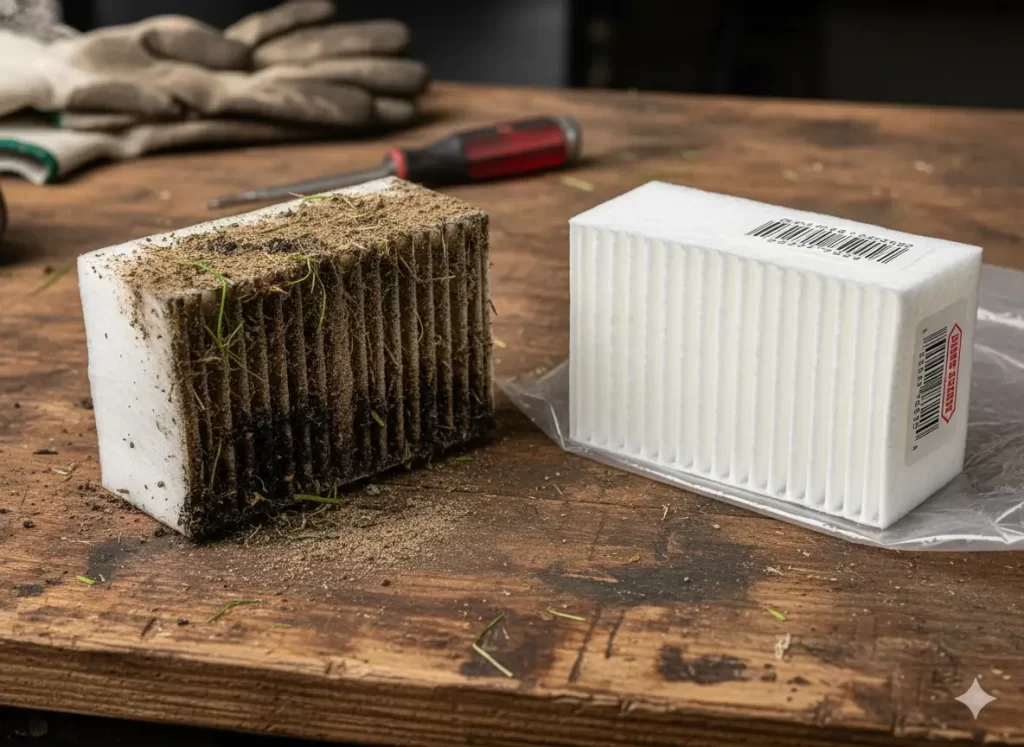 Dirty and clean air filter comparison