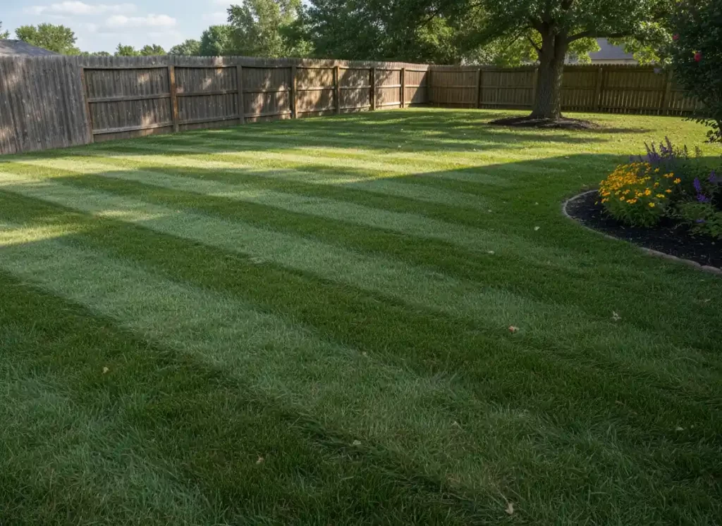 Lawn striping pattern created by Exmark Quest mower