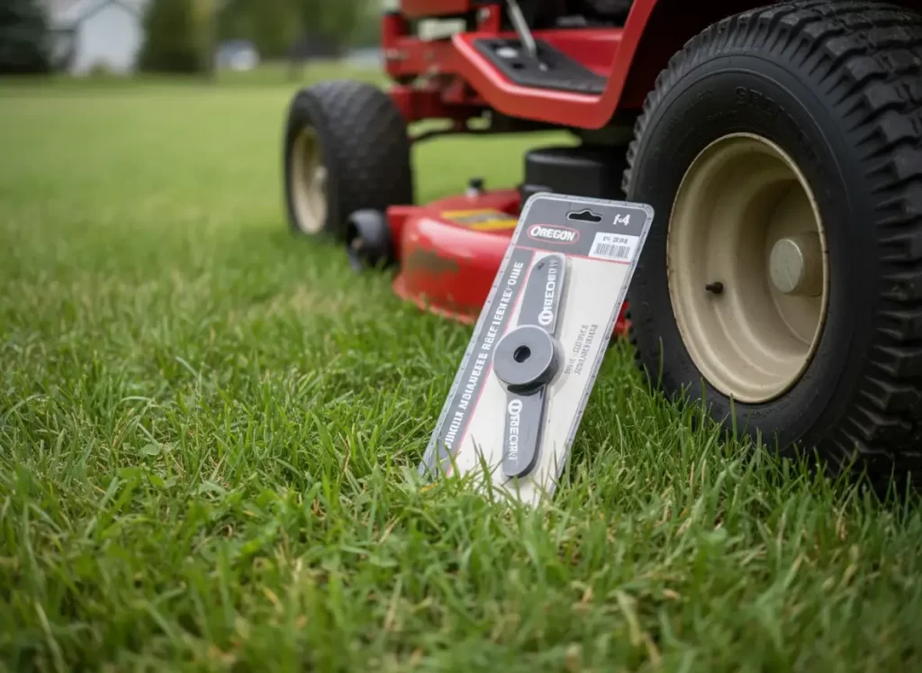 New blade in package on grass