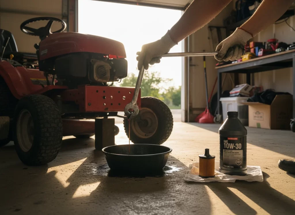 Oil change procedure on Craftsman YT4000 in home garage