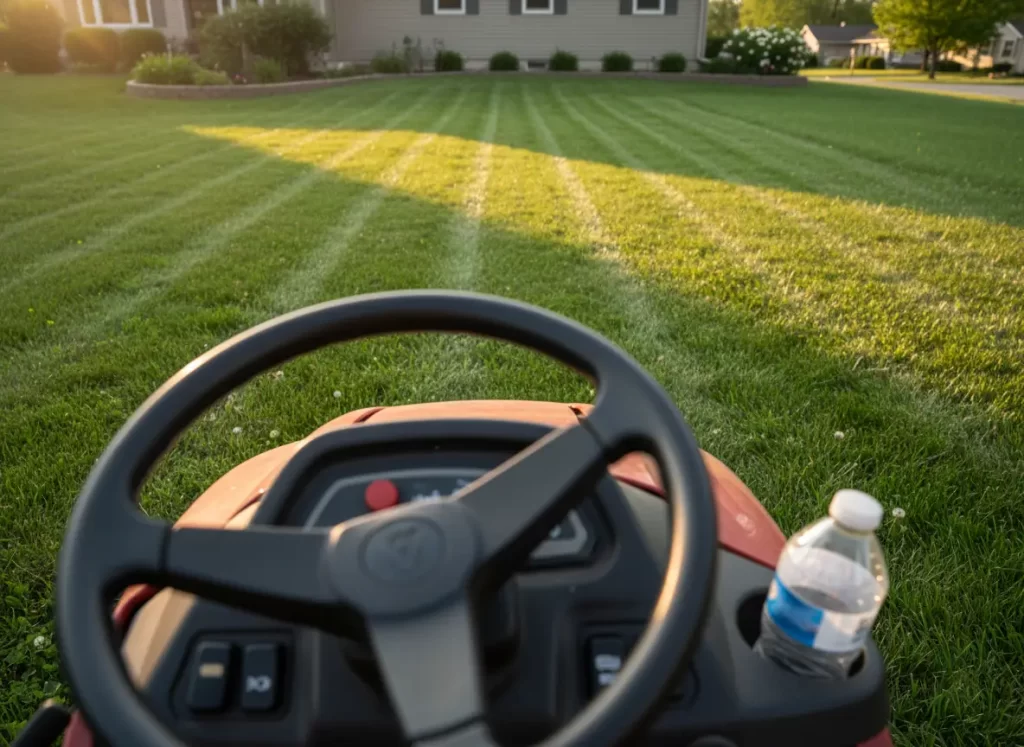 View from Craftsman YT4000 seat showing mowing in progress