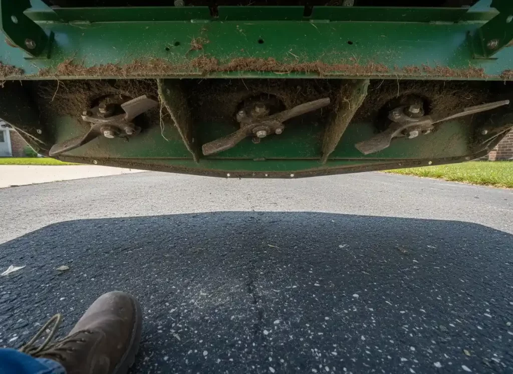 Blades under zero turn deck